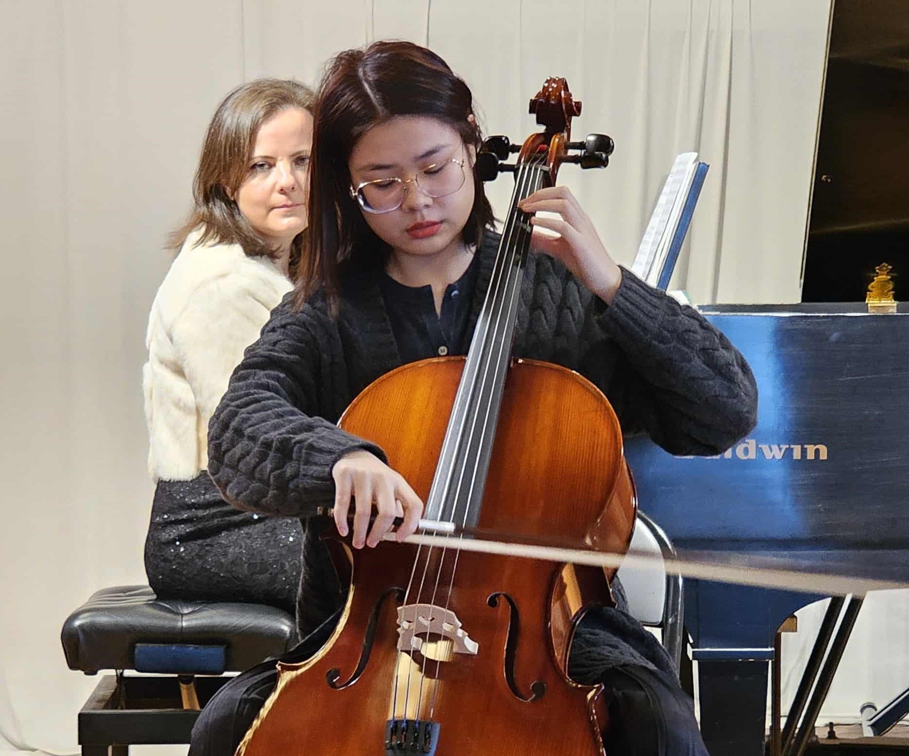 Cellist with pianist - K&M Music School Music Lessons for Kids and Adults in San Diego