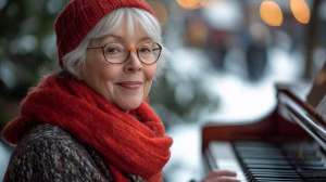 elderly woman playing- K&M Music School Music Lessons for Kids and Adults in San Diego