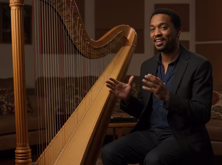 Learning harp skills with a focused harpist at K&M Music School